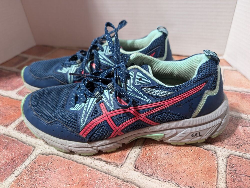 ASICS Women's GEL Venture 8 Blue Pink Running Shoes Sneakers Shoes Size 7.5